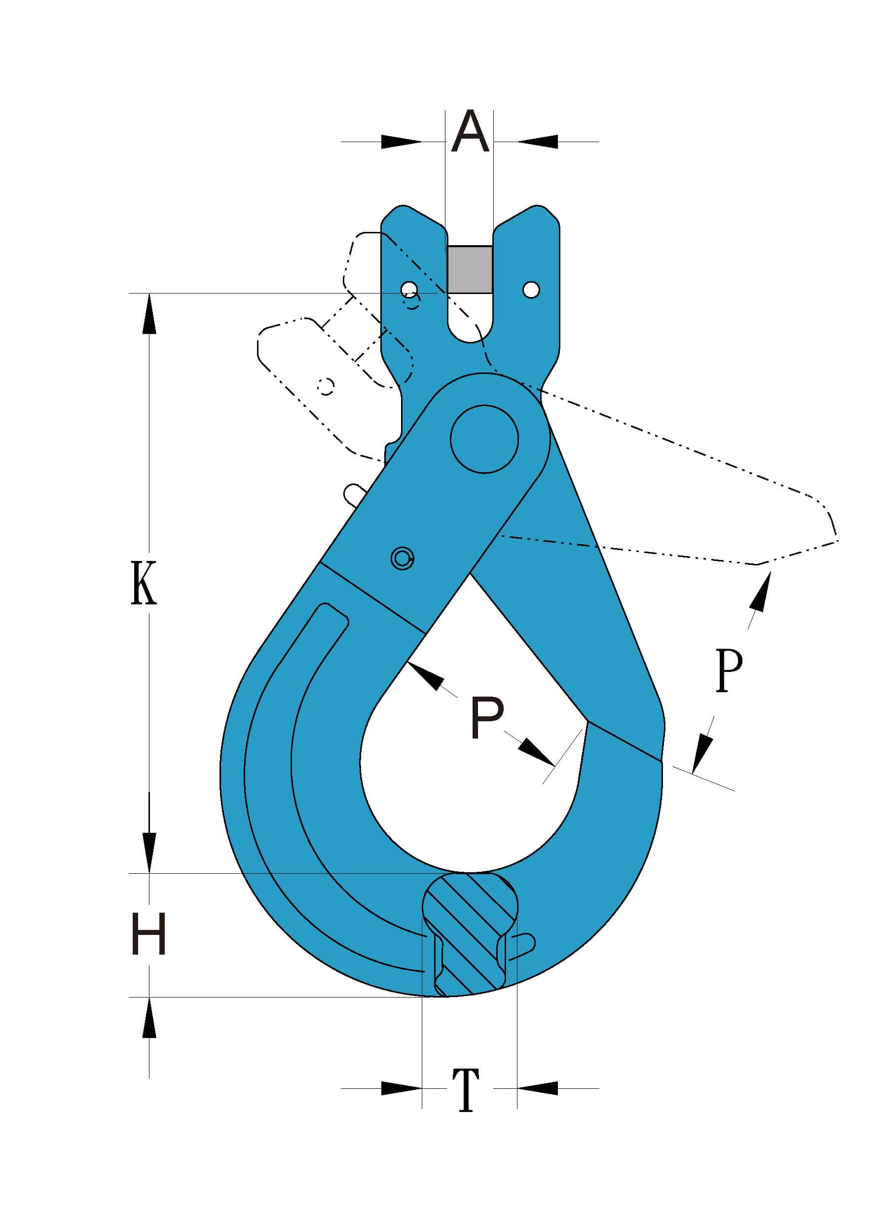 Grade 100 Chain Fittings Clevis Self Locking Hook_drawing-min