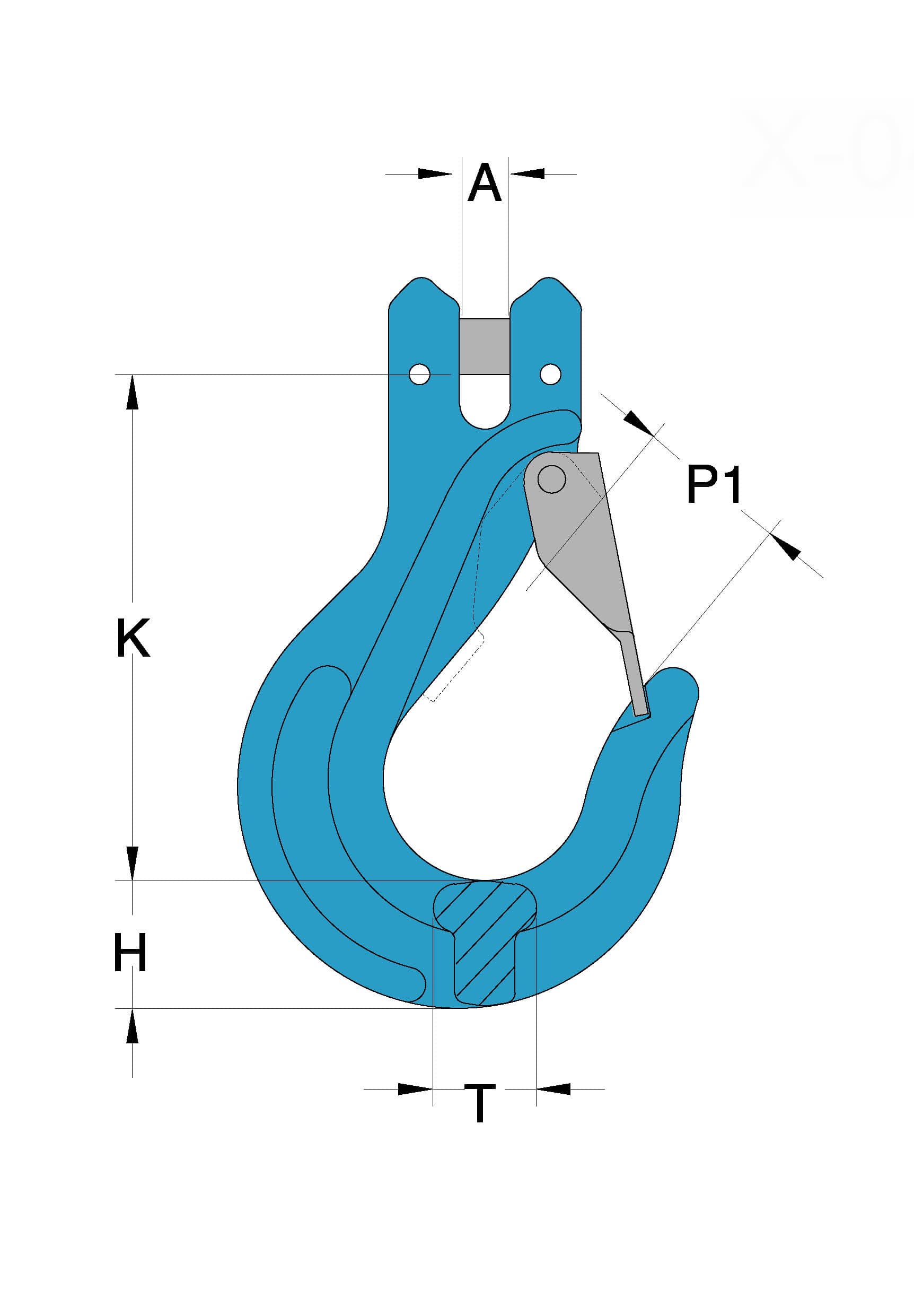 Grade 100 Chain Fittings Clevis Sling Hook with Latch_drawing-min