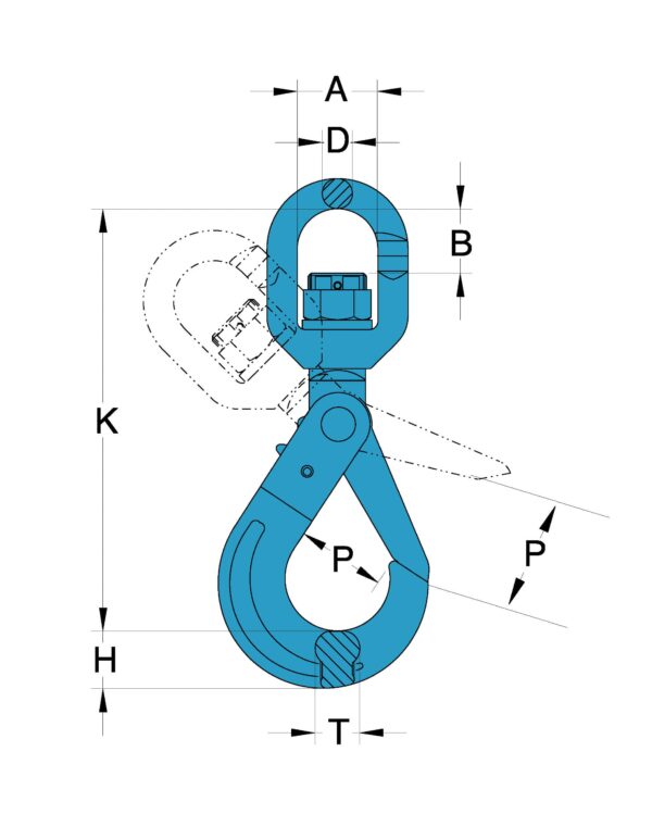 Grade 100 Chain Fittings Swivel Self Locking Hook_drawing-min