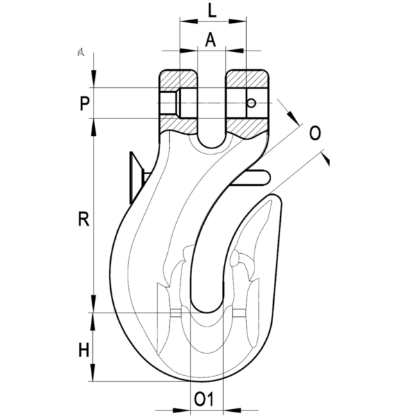 Grade 100 Chain Fittings clevis grab shortening hook with pin drawing