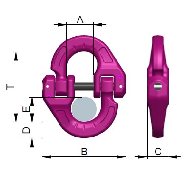 Grade 120 Chain Fitting ICE Connecting link Drawing