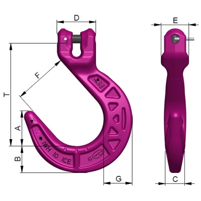 Grade 120 Chain Fitting ICE-Foundry Hook IWH Drawing