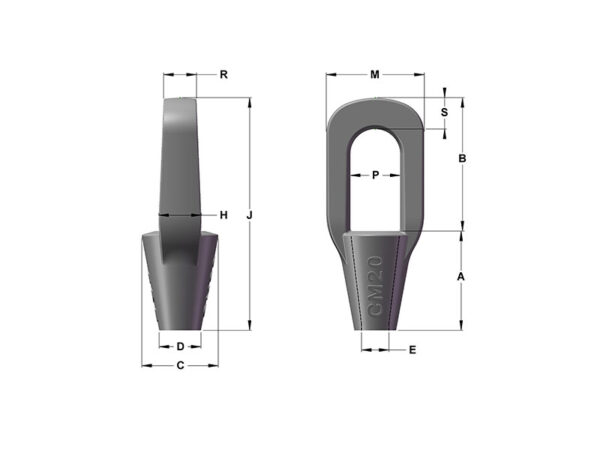 Wire Rope Fitting Closed Metalling Sockets Drawing