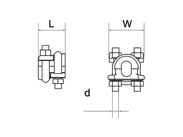 Wire Rope Fitting Double throated rope grips drawing