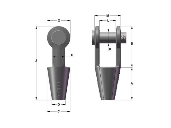 Wire Rope Fitting Open Metalling Sockets Drawing